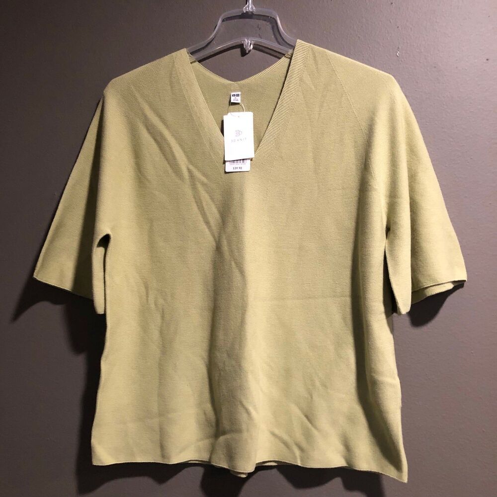 3D knit Cotton Flare Half Sleeve Sweater XL
